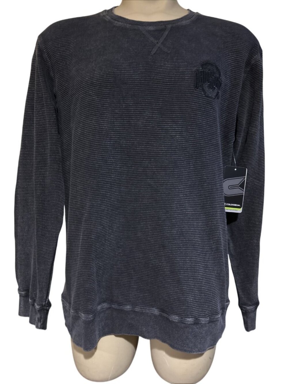 NEW Ohio State Buckeyes OSU Blackout Embroidered Cotton Sweater Mens L